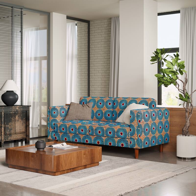 61.2'' Bohemian Print Recliner Sofa with Arms with Solid Wood Legs - 7'6" x 9'6"