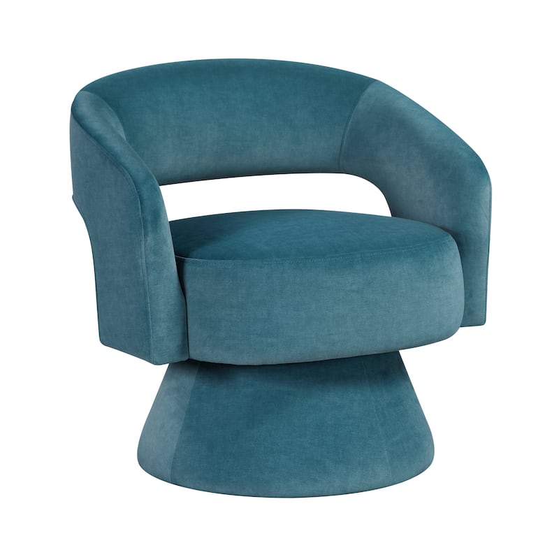 Arden 27" Velvet Swivel Chair - 360-Degree Metal Swivel Base - Dark Teal