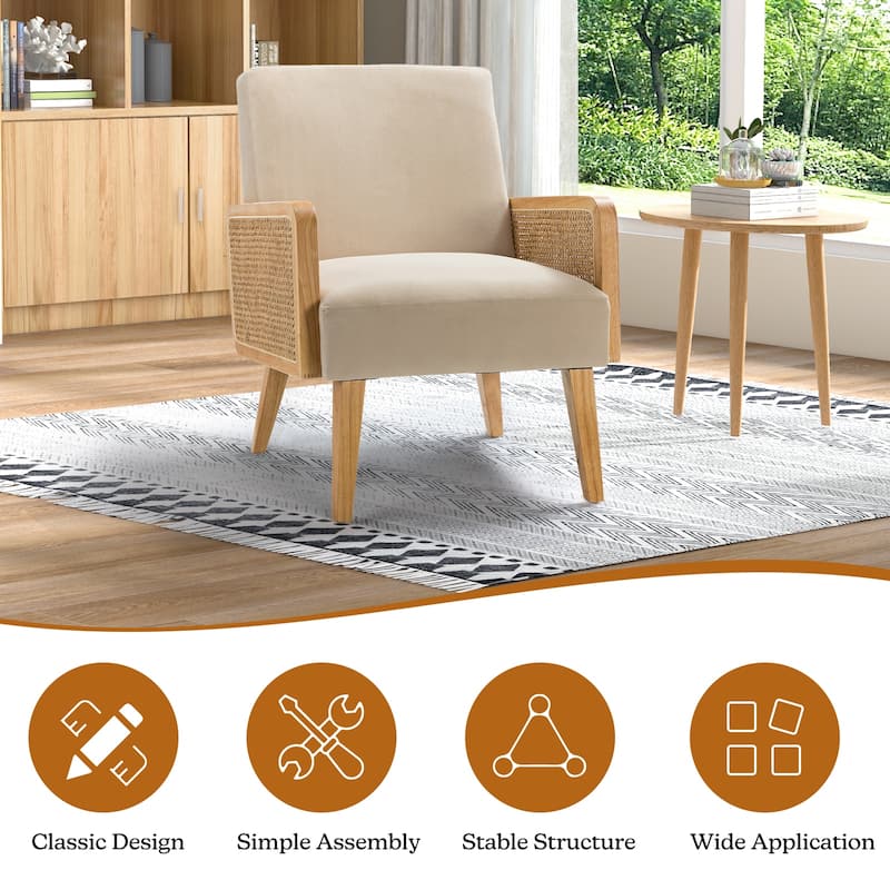 Carmina Upholstered Accent Chair with Natural Rattan Arms by HULALA HOME