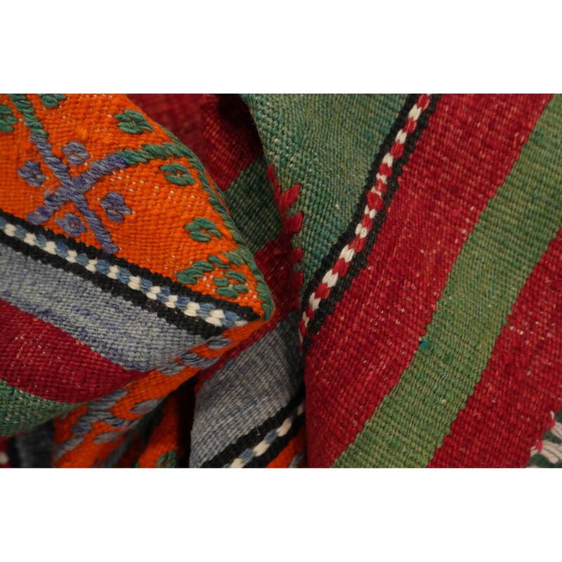 Hand Woven Oriental 100% Wool Carpet Southwestern Tribal Multi-Colored Kilim Area Rug - 10' 5'' X 5' 6''