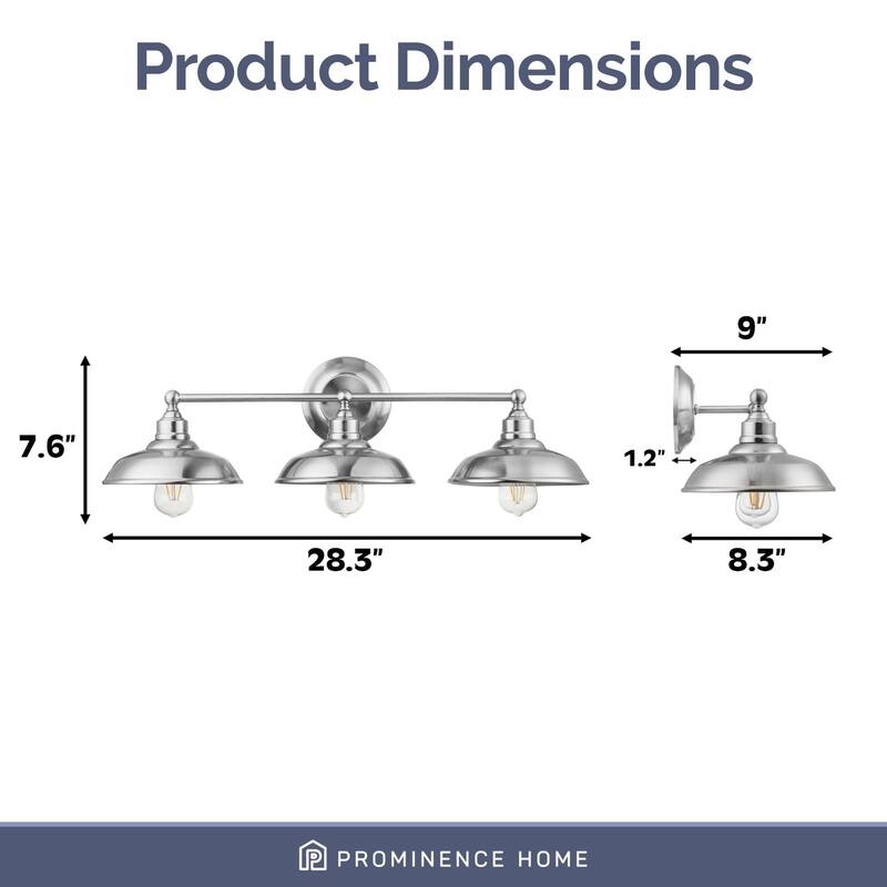 Prominence Home Lyndan, Indoor Vanity & Bathroom Light, Matte Black & Brushed Nickel Finishes - 3-Light