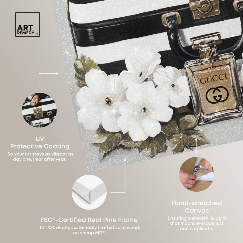 Doxxie Luggage Flowers Canvas by Art Remedy, Gallery Wrapped