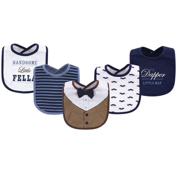slide 1 of 1, Little Treasure Baby Boy Cotton Bibs 5pk, Handsome Fella, One Size - Handsome Fella 5-Pack - One Size One Size - Handsome Fella 5-Pack