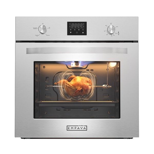 24 in. 2.3 cu. Ft. Single Gas Wall Oven Bake Broil Rotisserie Functions Digital Timer Convection Fan in Stainless Stee On Sale Bed Bath Beyond 33417891