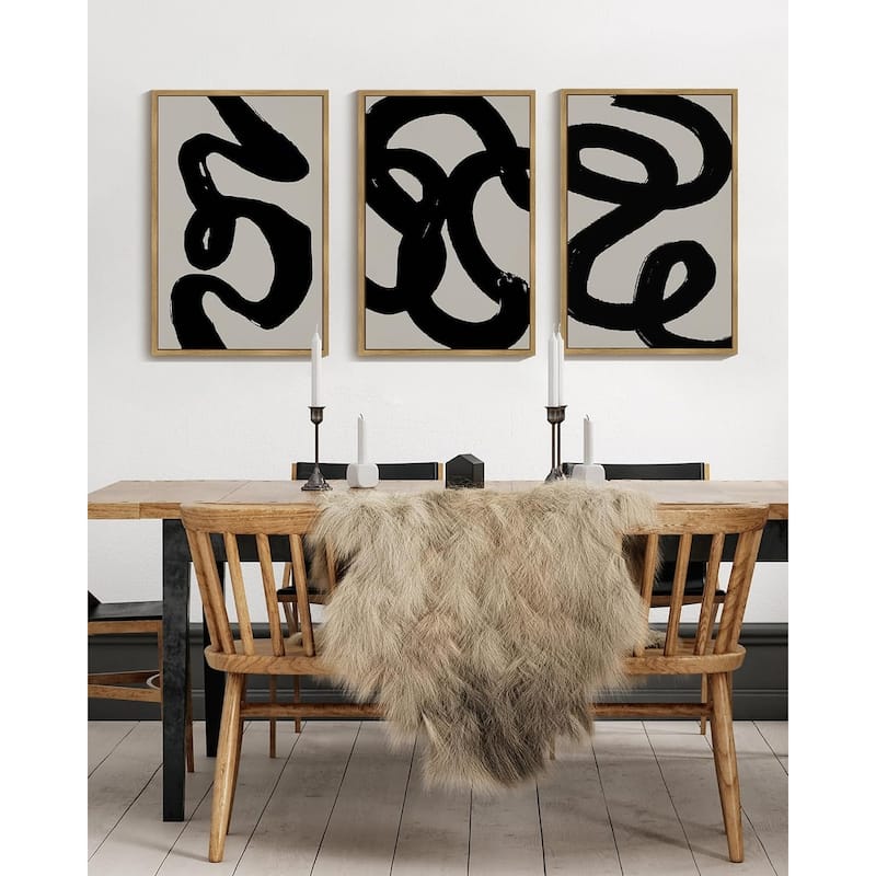 Black Abstract Wall Art Ink Wash Minimalist Lines