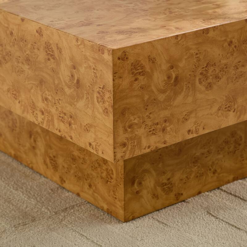 43.31 Inch Burl Wood Pattern Coffee Table,Rectangle Mid-Century Modern Table for Living Room