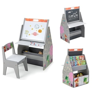 Costway Kids Table & Chair Set with Rotatable Double-sided Magnetic - See Details