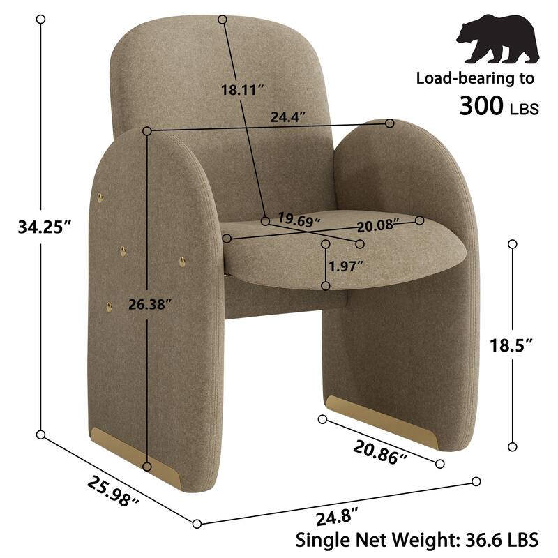 20"x19.7" Oversized Modern Dining Chair Fbaric Upholstered Dining Room Chairs