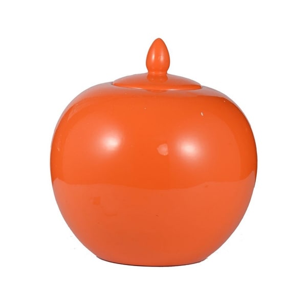 11" Orange Contemporary Lidded Small Jar - N/A