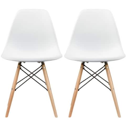 Designer Plastic Eiffel Chairs Solid Wood Legs Molded Modern Armless Side Dining For Kitchen Work Office