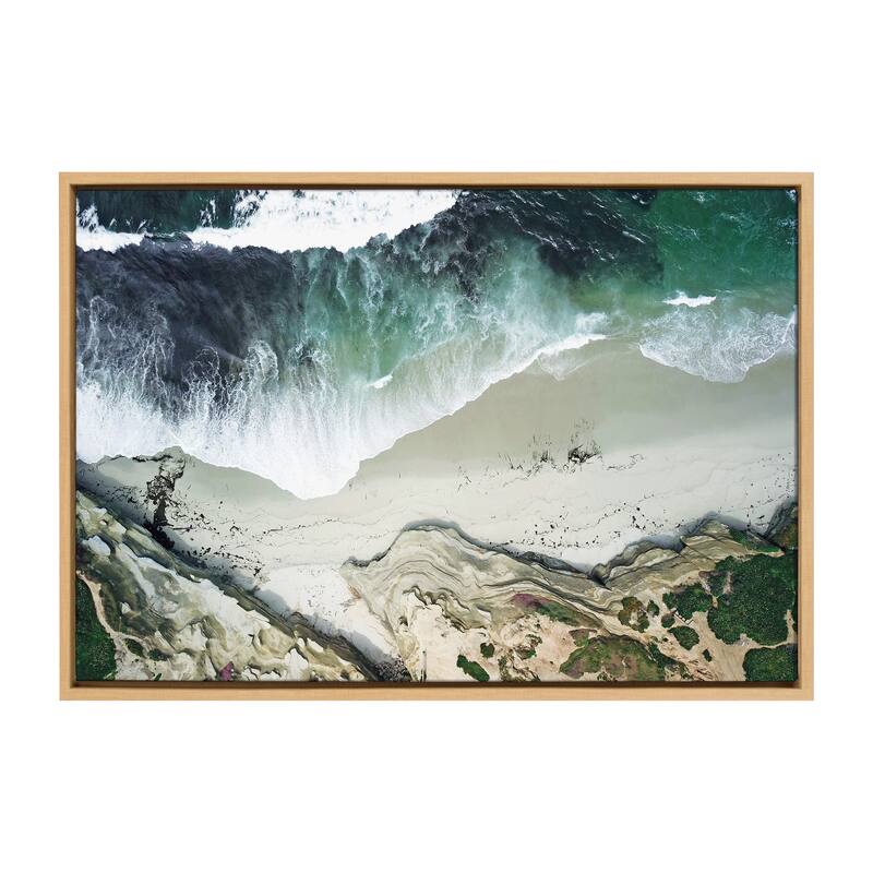 Kate and Laurel Sylvie La Jolla Curves Framed Canvas by Rachel Bolgov - 23x33 - Plastic - Brown