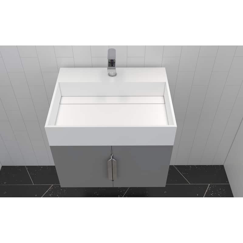 Amazon 24" Wall Mounted Bathroom Vanity Set w/ White Top