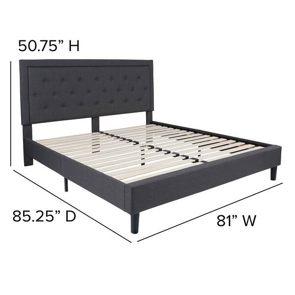 dimension image slide 8 of 19, Tufted Platform Bed with 10in. Pocket Spring Mattress