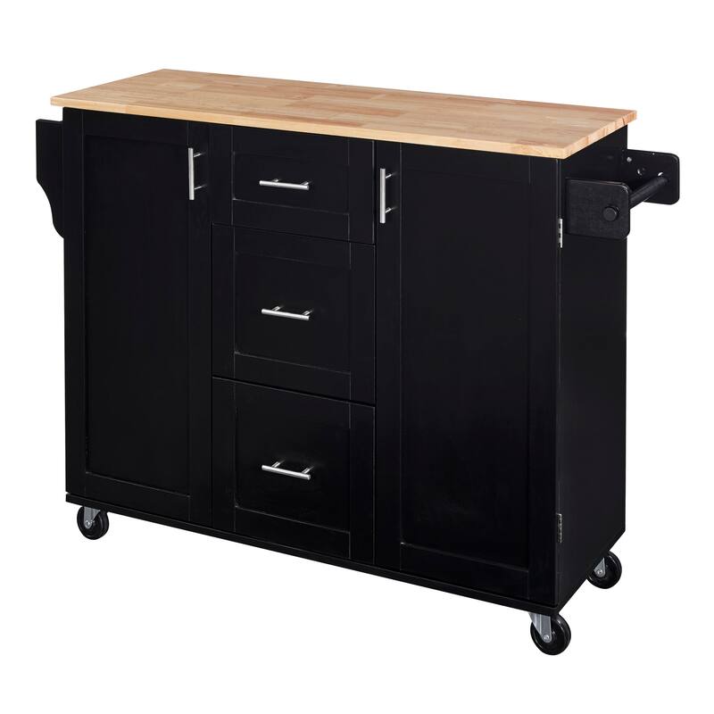 Kitchen Island with 2 Slide-Out Shelf and Internal Storage Rack