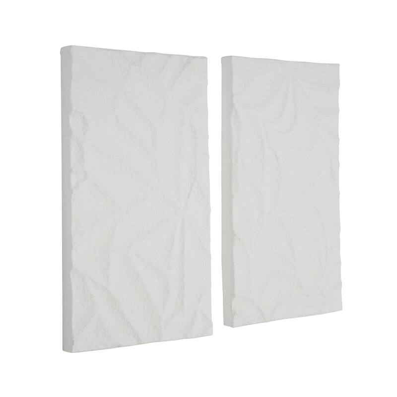 White Metal Embossed Leaf Home Wall Decor (Set of 2)