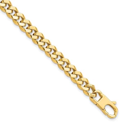 Curata 14k Yellow Gold Polished 7.0mm Beveled Curb Bracelet 8 Inch