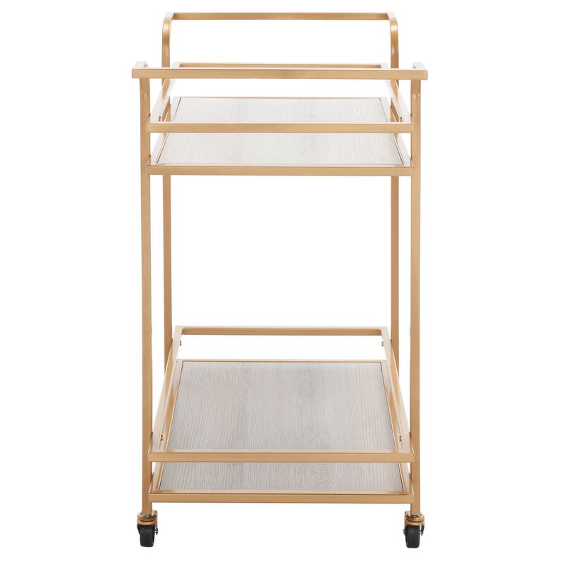 SAFAVIEH Home Collection Lameris 2 Tier Bar Cart With Handles - 30" L x 18" W x 33" H