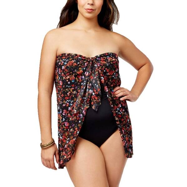 Shop Ralph Lauren Women Plus Size Strapless Flyaway One Piece