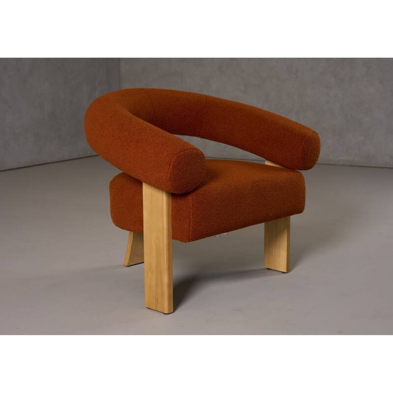 Modrest Nocona Modern Rust Fabric & Wood Accent Chair