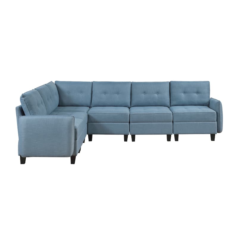 Dorian Textured 6-Piece Sectional Sofa - Storage, Button-Tufted