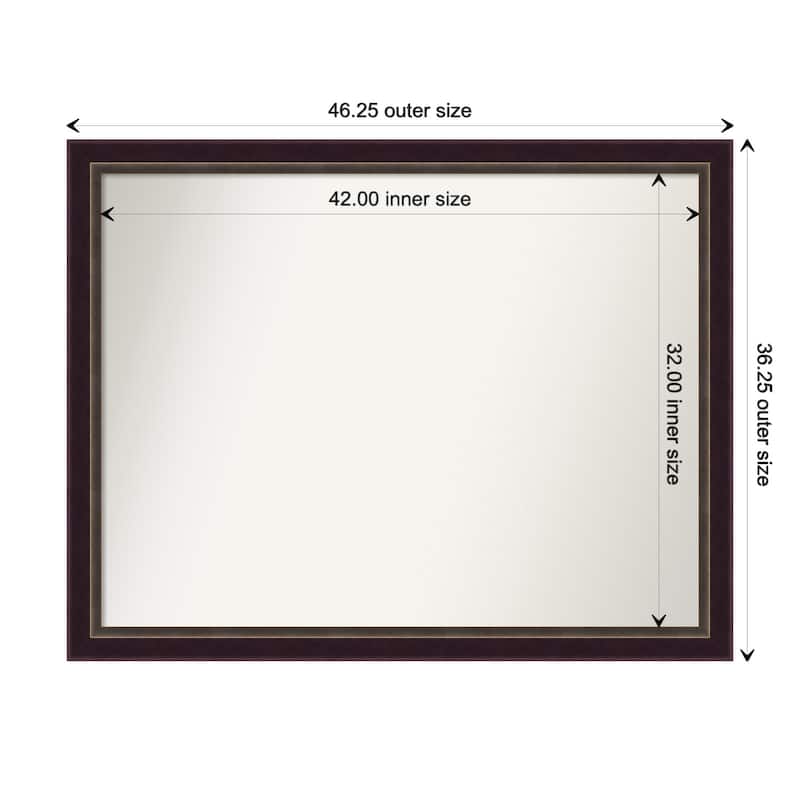 Signore Bronze Framed Non-Beveled Custom Wall Mirror, Bathroom Vanity Mirror - Outer Size: 46.25 x 36.25