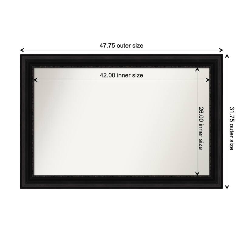 Parlor Black Framed Non-Beveled Custom Wall Mirror, Bathroom Vanity Mirror - Outer Size: 47.75 x 31.75