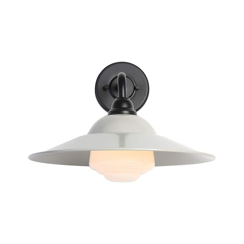 Golden Lighting 5096-OWL MGY Croma 12" Tall Outdoor Wall Sconce - Matte Black / Matte Gray / Warm Blanc