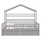 preview thumbnail 26 of 34, Pinewood House Bed with Roof, 2 Drawers, and Shelf, Full-Length Guardrails