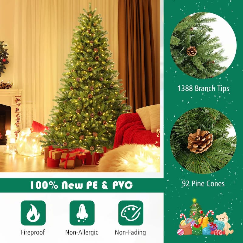 7 FT Pre-Lit Christmas Tree with Quick Power Connector Timer