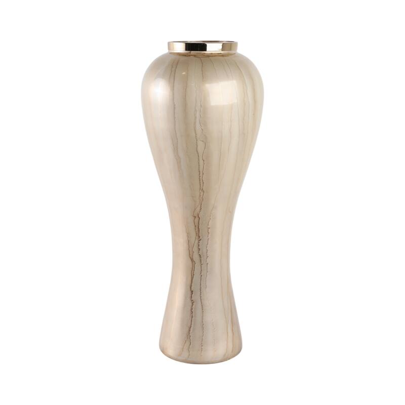 Glass Floor Vase with Tapered Body Rounded Lip Modern Glam Accent