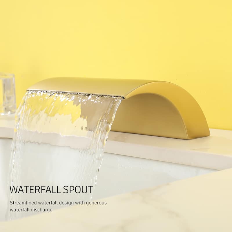 CASAINC Single Handle Deck Mount Bathroom Faucet in Brushed Gold - Brushed Gold