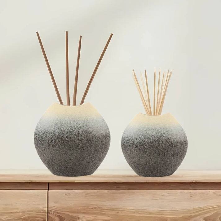 Gray Ceramic Decorative Vases, Modern Minimalist Set of Two Pieces