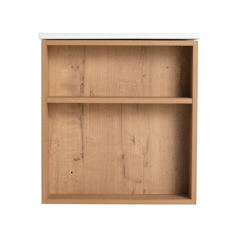 36" Wall-Mounted Bathroom Vanity, Double Soft-Close Drawers, Adjustable Side Rack, 45° Bevelled Invisible Handle