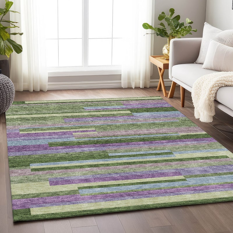 Premium Washable Super Soft Mosaic Stripe Mayfield Rug - Cactus - 3' x 5'