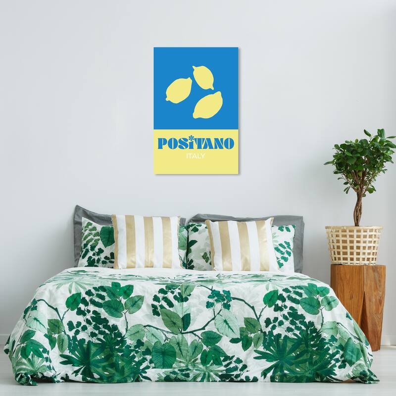 Wynwood Studio Canvas World and Countries Travel to Positano Blue and Modern & Contemporary Wall Art Canvas Print