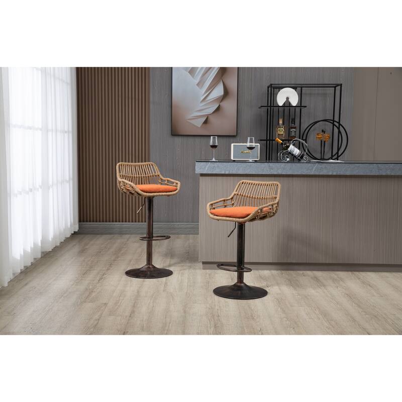 Swivel Bar Stools Adjustable Counter Height Chairs with Footrest