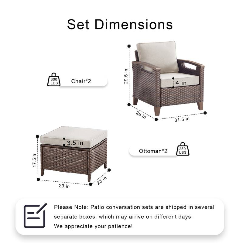 Pocassy Outdoor Brown Wicker Funitre with Cushion Set