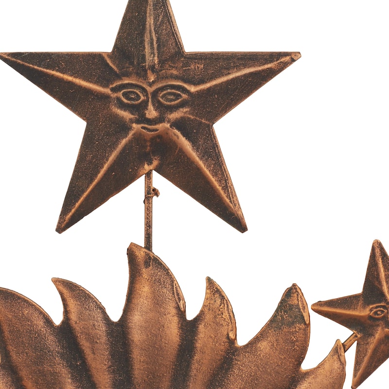 Metal Sun and Moon Indoor Outdoor Home Wall Decor with Stars - Bronze - Roche River Decor