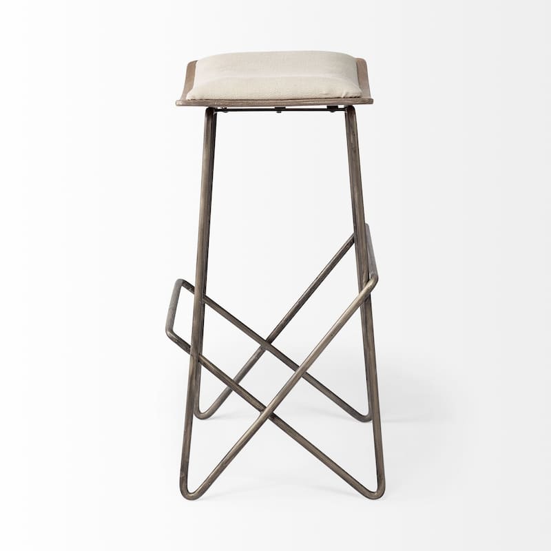 Katniss Cream Fabric Seat with Gold Metal Frame Counter Stool