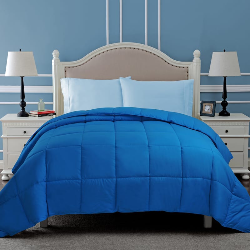 Superior Classic Comforter Reversible Down Alternative Bedding - King - Aster Blue