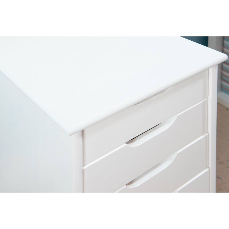 26” White Rolling Storage Cabinet with 6 Drawer