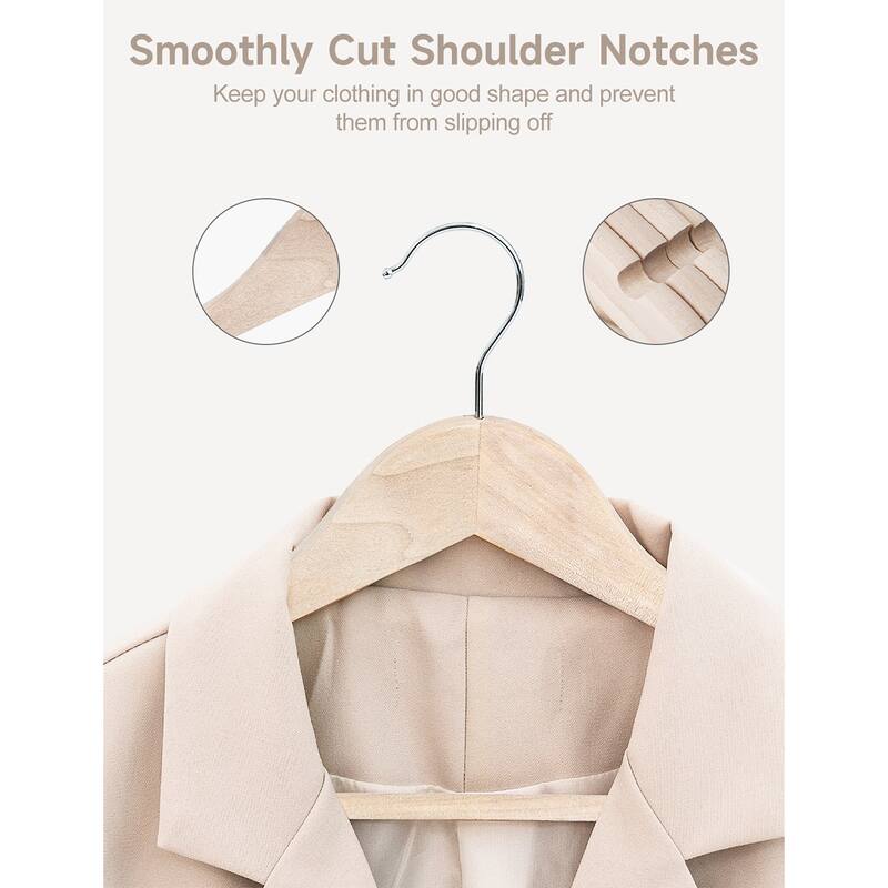 Cedar Wood Clothes Hanger, Wooden Coat Hangers for Shirts, Jackets, Pants, Suits, Sweaters