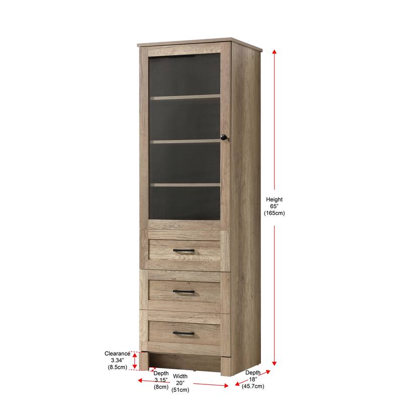 Fresco 16-28 Inch Bath Storage Glass Cabinet