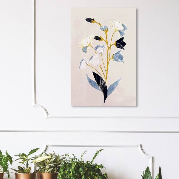 Shop Wynwood Studio White Flowers With Ochre Floral And Botanical Wall Art Canvas Print Florals Blue White Overstock 31586503