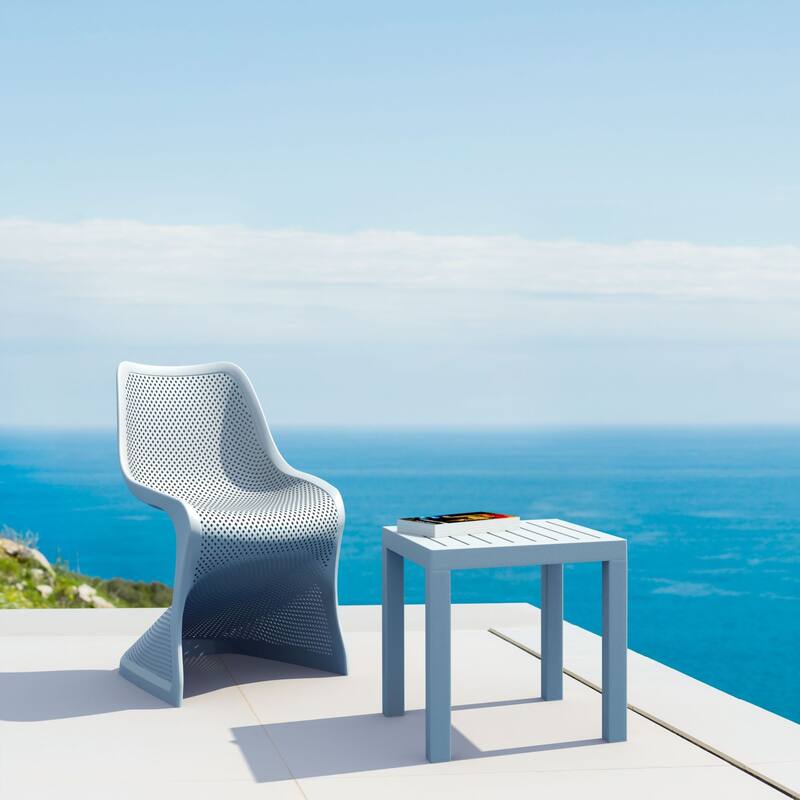 18" Silver Gray Patio Square Resin Side Table with Drain Hole