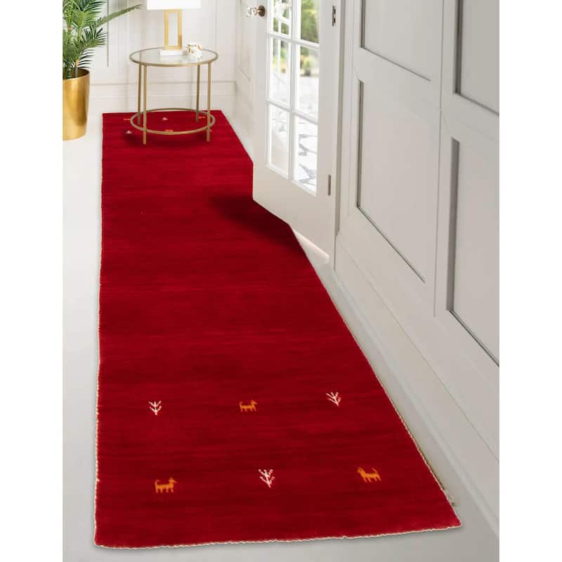 Kashkuli Gabbeh Red Rug 2'7" x 9'6" - 2'7 x 9'6