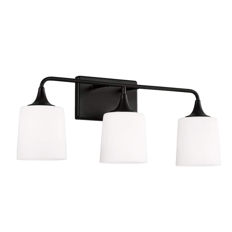 Presley 3-light Bath/ Vanity Fixture w/ Soft White Glass - Matte Black
