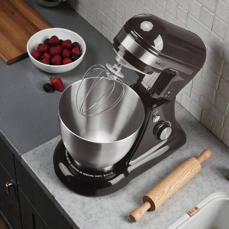4.8QT Electric Stand Mixer, 12 Speed Tilt Head Food Mixer with Dough Hook, Whisk, Beater, Stainless Bowl