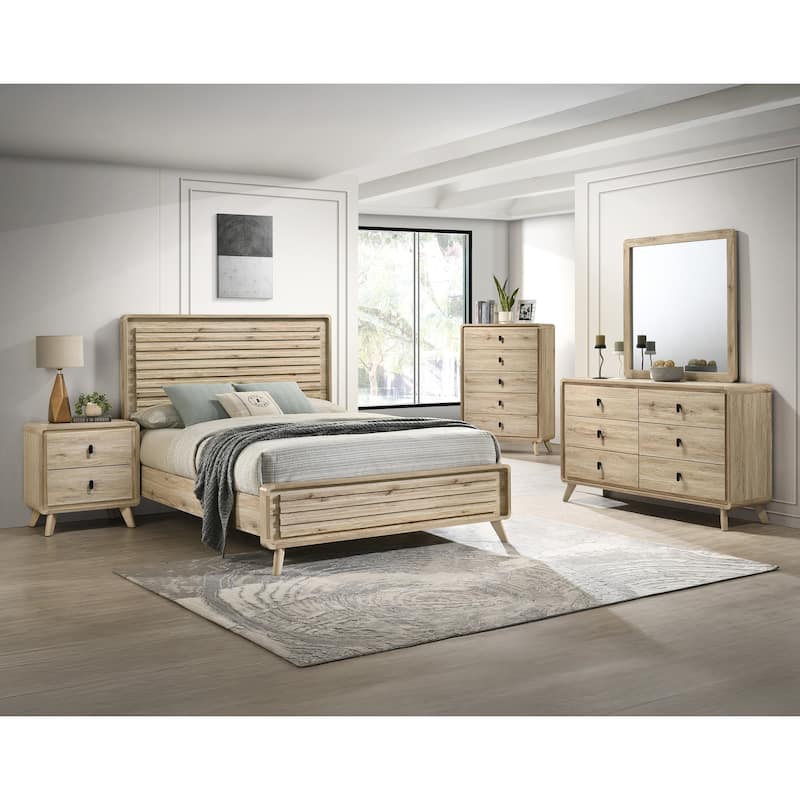 1pc Mid-century Natural Textures Warm, Wood-inspired Finish Ample Drawer Space Two Drawers Nightstand Storage Wooden Furniture