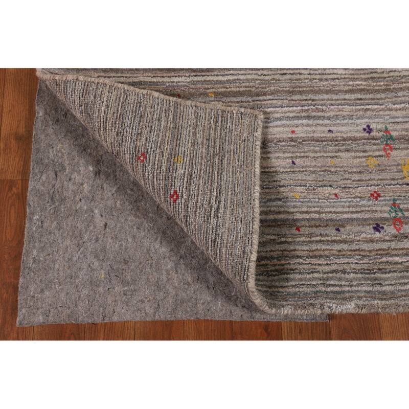 Striped Tribal Gabbeh Oriental Area Rug Hand-Knotted Wool Carpet - 5'0" X 8'5"